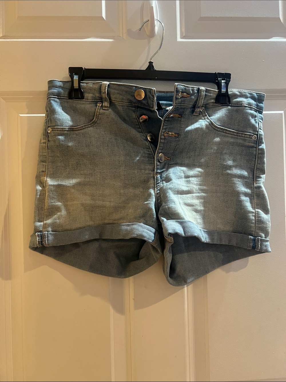 Divided Light Blue Button-Fly Rolled Hem Denim Shorts